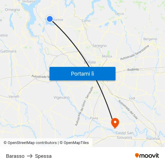 Barasso to Spessa map