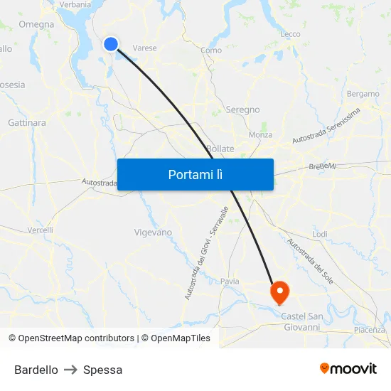 Bardello to Spessa map