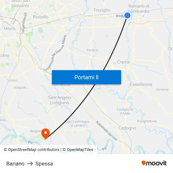 Bariano to Spessa map