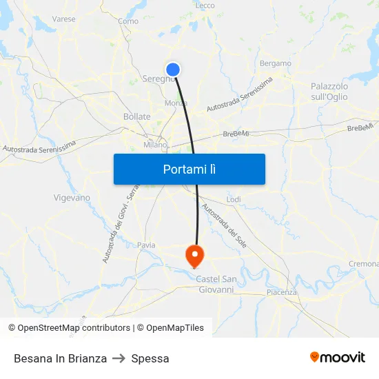 Besana In Brianza to Spessa map
