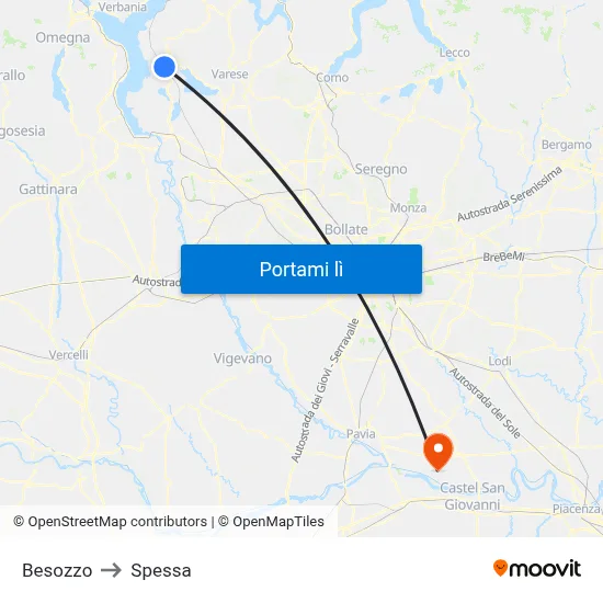 Besozzo to Spessa map