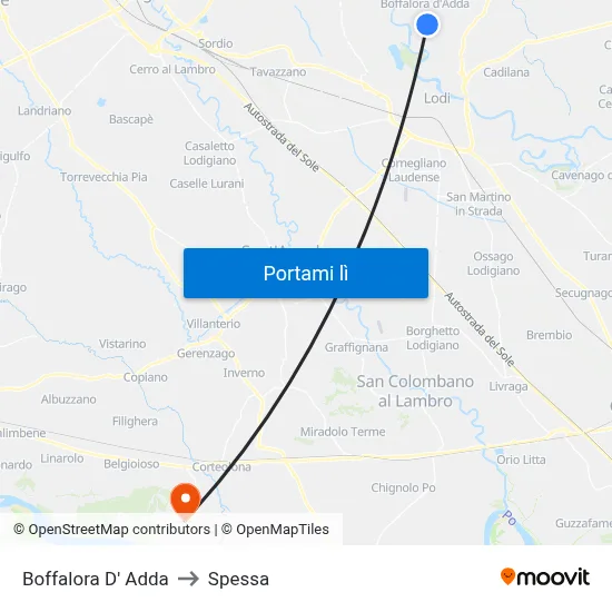 Boffalora D' Adda to Spessa map