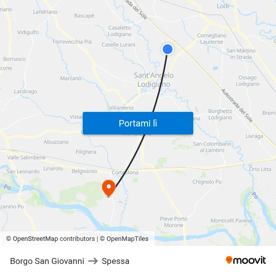 Borgo San Giovanni to Spessa map