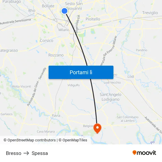 Bresso to Spessa map