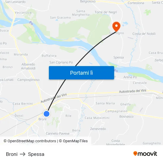 Broni to Spessa map