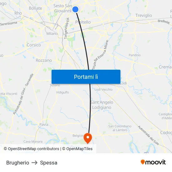 Brugherio to Spessa map