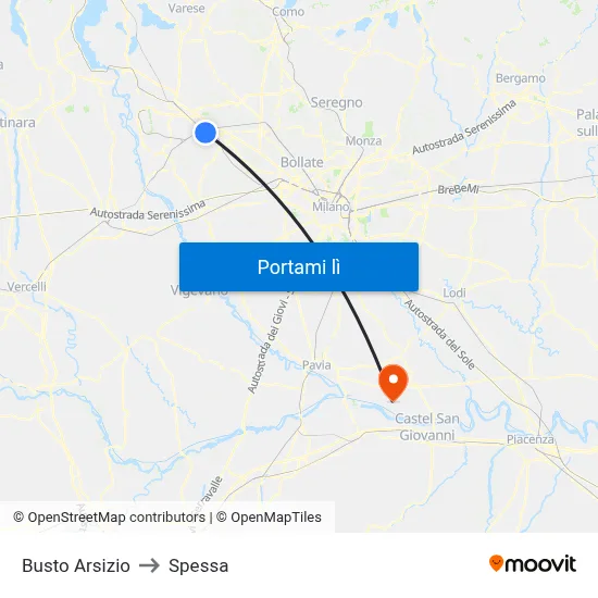 Busto Arsizio to Spessa map