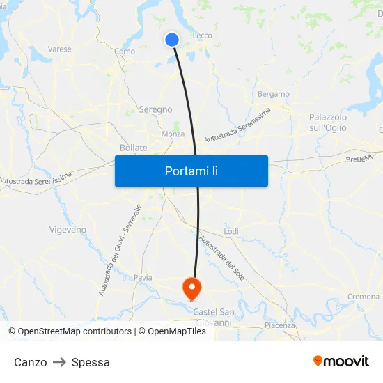 Canzo to Spessa map