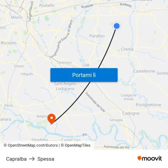 Capralba to Spessa map