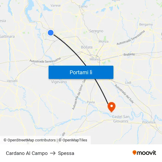 Cardano Al Campo to Spessa map