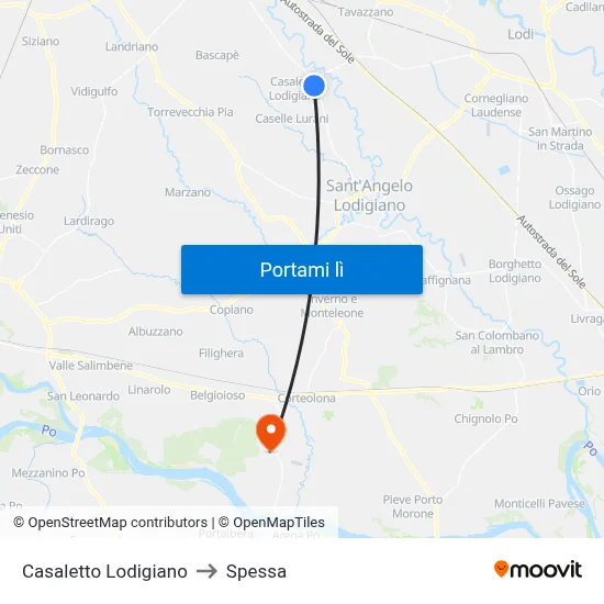 Casaletto Lodigiano to Spessa map