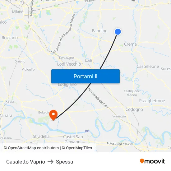 Casaletto Vaprio to Spessa map