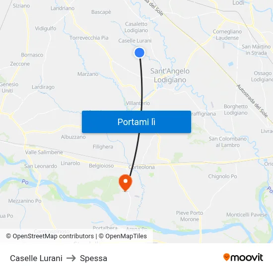 Caselle Lurani to Spessa map