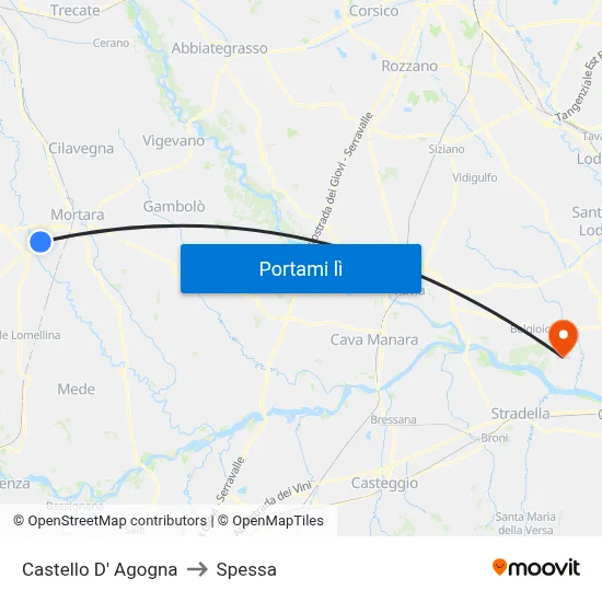 Castello D' Agogna to Spessa map