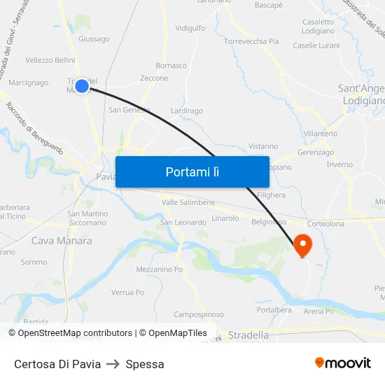 Certosa Di Pavia to Spessa map