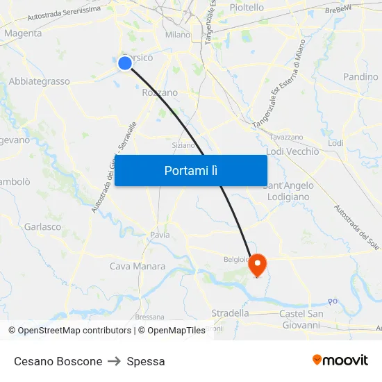 Cesano Boscone to Spessa map