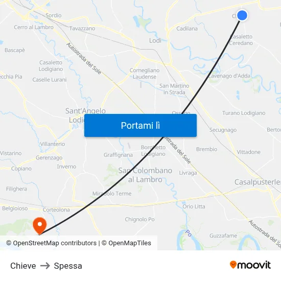 Chieve to Spessa map