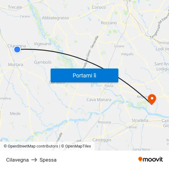 Cilavegna to Spessa map
