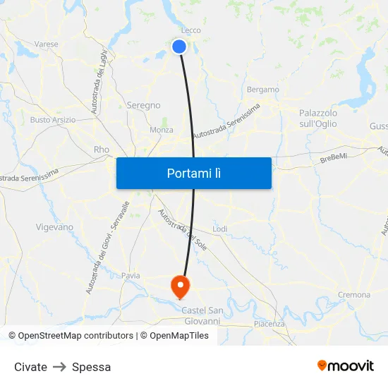 Civate to Spessa map