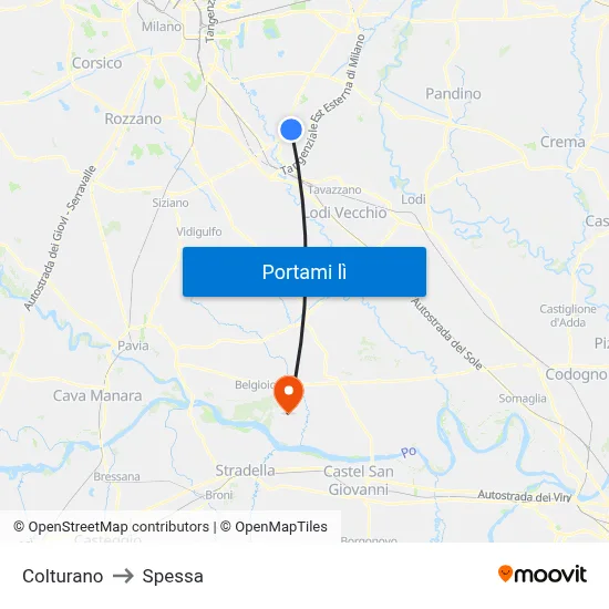 Colturano to Spessa map