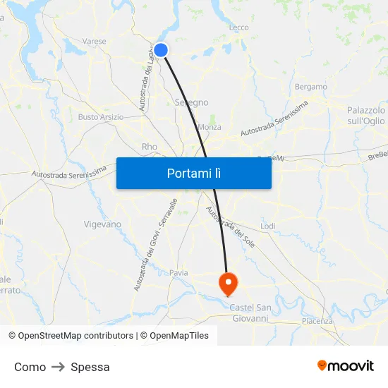Como to Spessa map