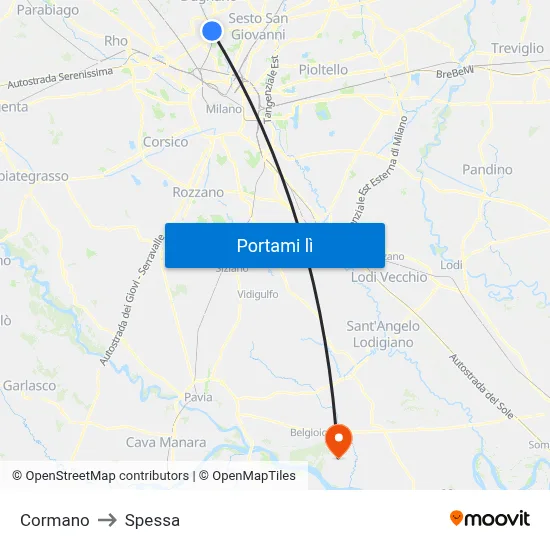 Cormano to Spessa map