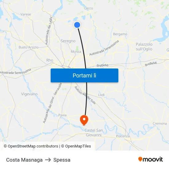 Costa Masnaga to Spessa map