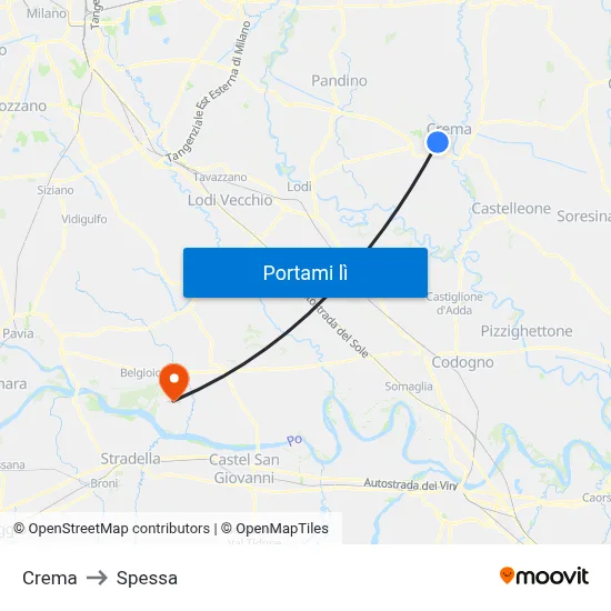 Crema to Spessa map