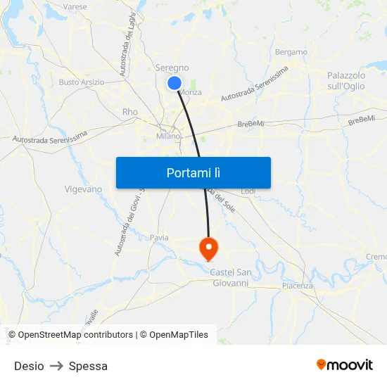 Desio to Spessa map
