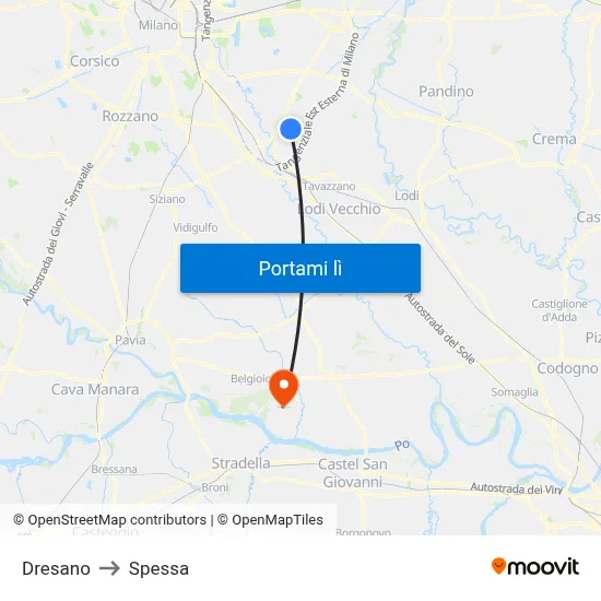 Dresano to Spessa map