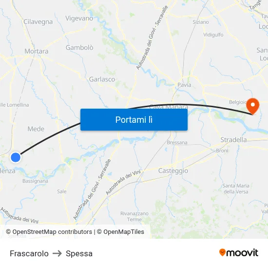 Frascarolo to Spessa map