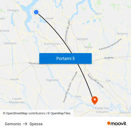 Gemonio to Spessa map