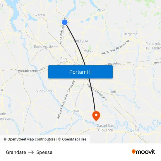 Grandate to Spessa map