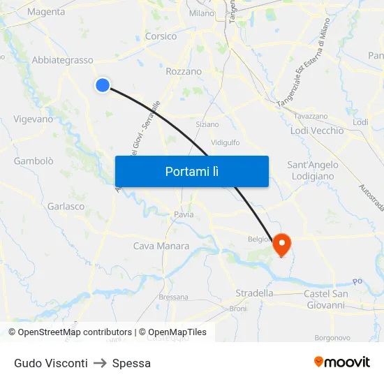 Gudo Visconti to Spessa map
