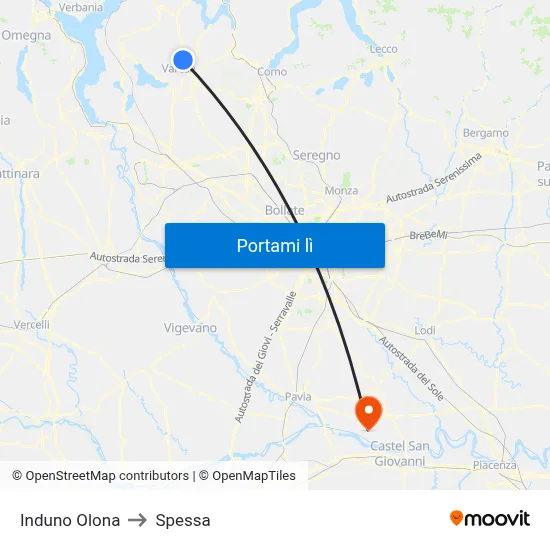 Induno Olona to Spessa map