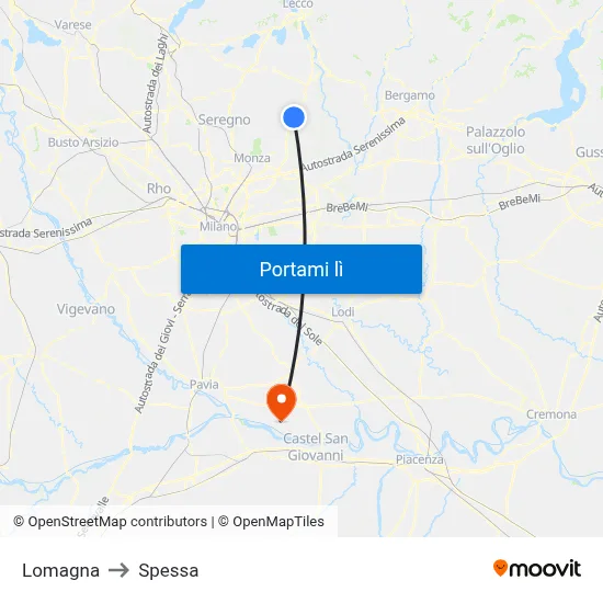 Lomagna to Spessa map