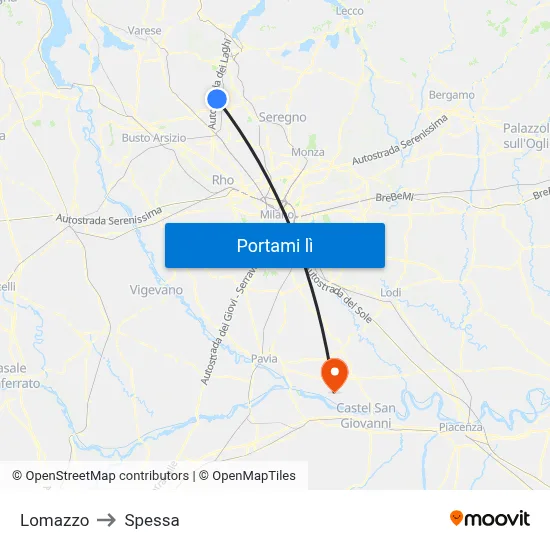 Lomazzo to Spessa map