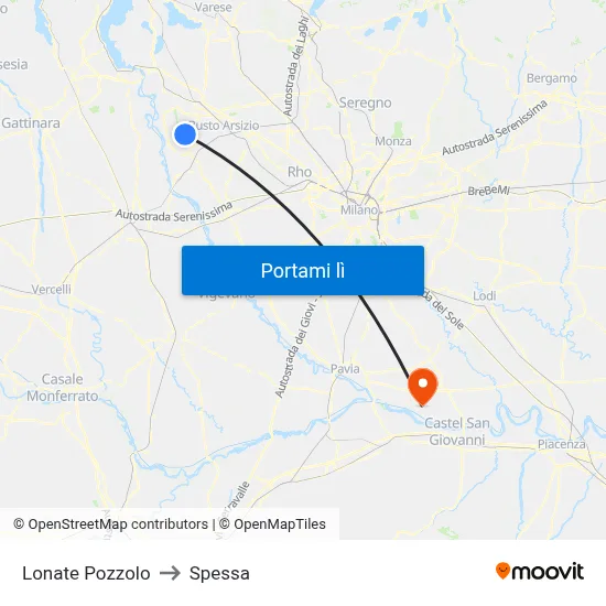 Lonate Pozzolo to Spessa map