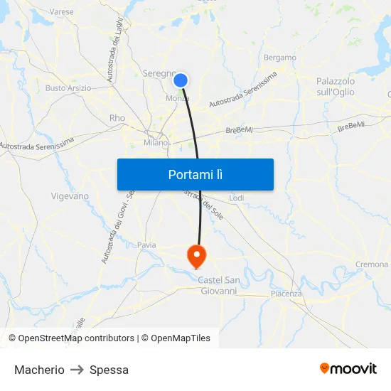 Macherio to Spessa map