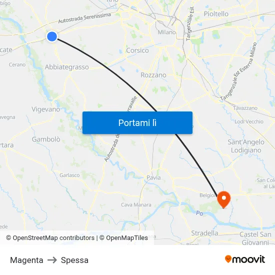 Magenta to Spessa map