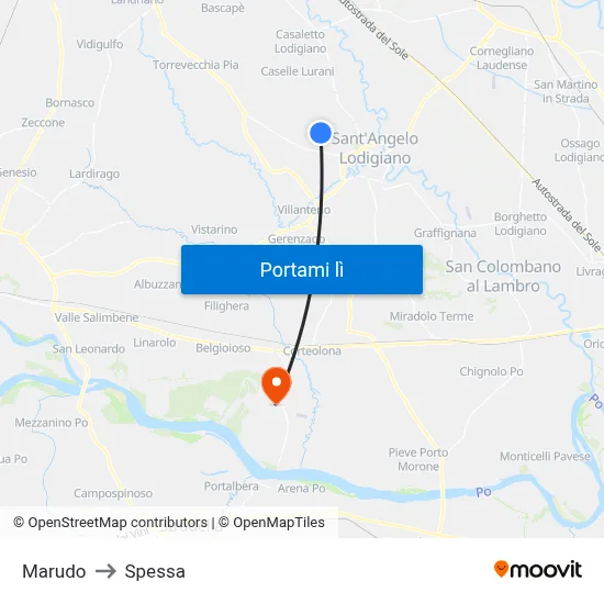 Marudo to Spessa map