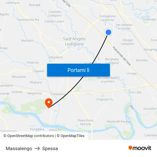 Massalengo to Spessa map