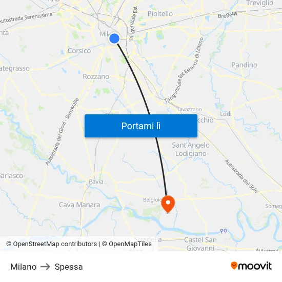 Milano to Spessa map
