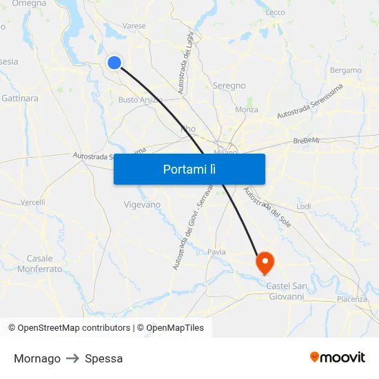 Mornago to Spessa map