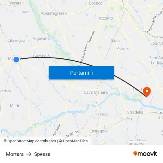 Mortara to Spessa map