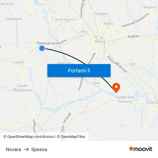 Novara to Spessa map