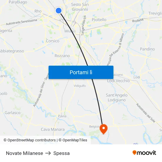 Novate Milanese to Spessa map