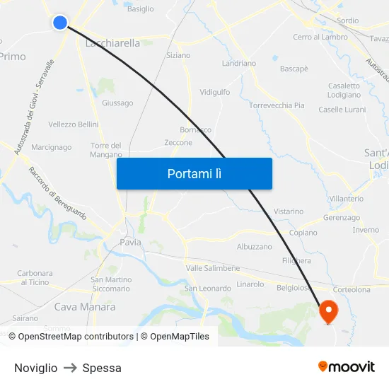 Noviglio to Spessa map