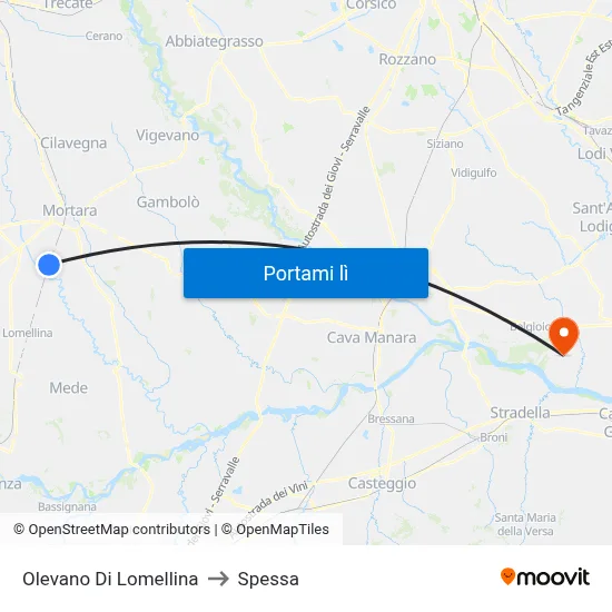 Olevano Di Lomellina to Spessa map