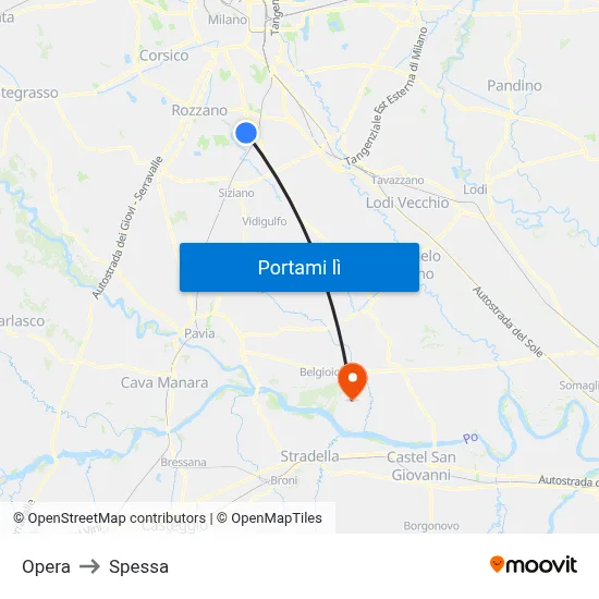 Opera to Spessa map